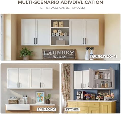 Furnaza 62.8" W Wall Cabinets for Laundry Room with Adjustable Shelf
