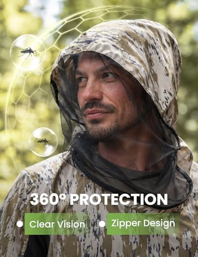 Mosquito Jacket, Durable Bug-Proof Jacket with Adjustable Hood & Pocket, Summer Mosquito Suit Outdoor Proof Clothing