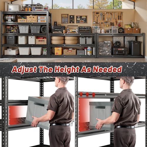 REIBII 5 Tier Heavy Duty Storage Shelves for Garage Basement Warehouse