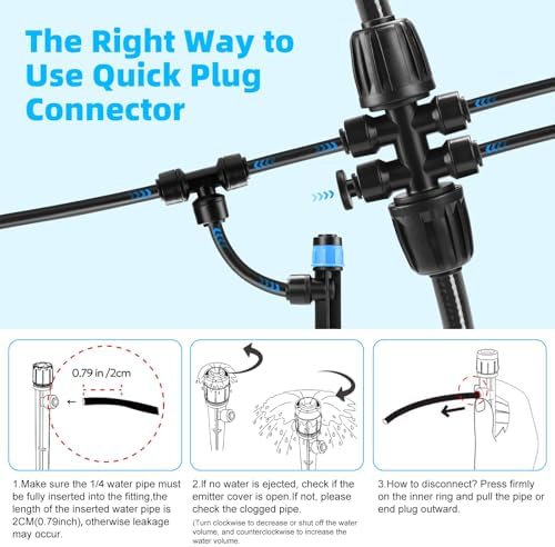 234FT Drip Irrigation System - Garden Watering System with Adjustable Three Spray Patterns with 1/2" Main Tube and 1/4" PE Distribution Tubing for Plants in Gardens, Raised Beds, Greenhouses, Lawns