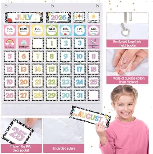Sinload Classroom Calendar Pocket Chart Black, Composition