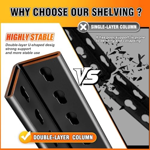 46''W Storage Shelves, Garage Shelving,Adjustable Garage Shelves,Heavy Duty Metal Shelving, 5 Tier Utility Steel Shelf, Easy-to-Install Shelving Units and Storage 71.2''x46''x19.7