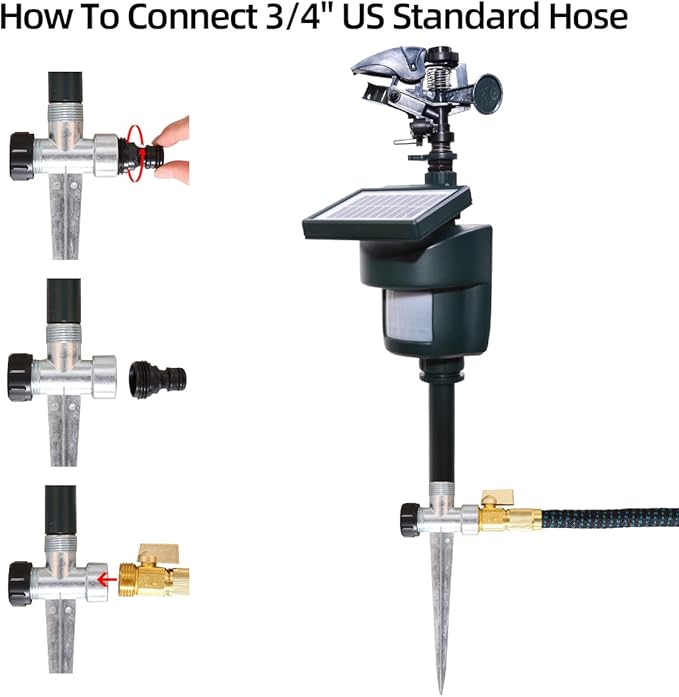 Solar Motion Activated Sprinkler to Deter Animal Cat, Birds, Dogs Repellent Outdoor Lawn Motion Sensor Water Sprinkler for Garden 2 Pack
