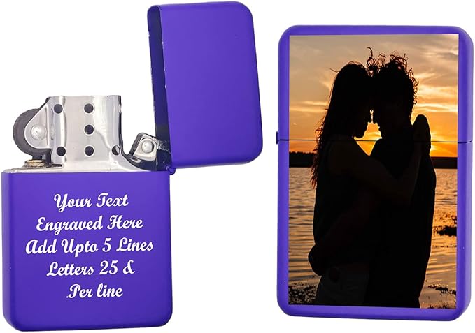 Custom Gifts Ifninity Lighter! Personalize Lighter with Your Photo or Logo! Customized (Purple) - Christmas, Halloween & Valentines Day Gift