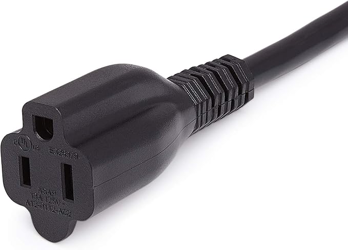 Amazon Basics Extension Cord, 15 Ft, 3 Prong Outlet Extender, Indoor Extension Cord, 13 Amps, 125V, Black