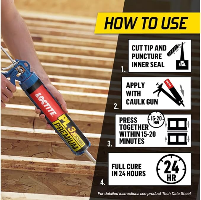 Loctite PL Premium Polyurethane Construction Adhesive, 4 fl oz Squeeze Tube, 1 Pack