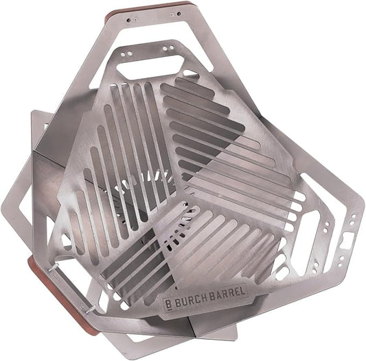 Burch Barrel Flat Packer Outdoor BBQ Charcoal Grill and Wood Firepit | Our Foldable, Portable and Compact Grill is Made from Stainless Steel | Lightweight and Easy to Assemble