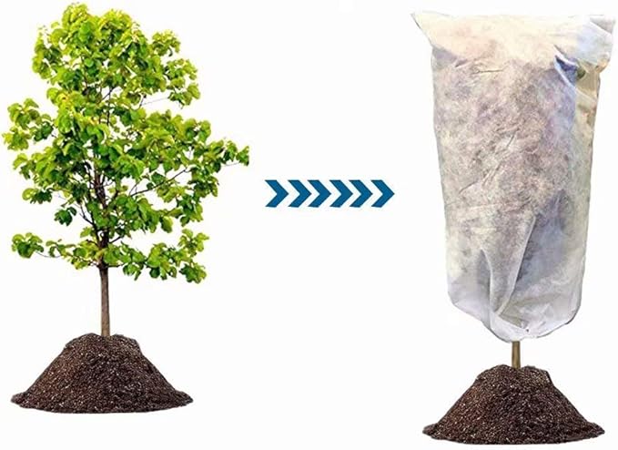 Agfabric Plant Covers Freeze Protection 72"x72"x12" 0.9oz Freeze Cloths for Plants Plant Frost Protection Covers Drawstring Bags Shrub Jacket Warm,White,4 Pack