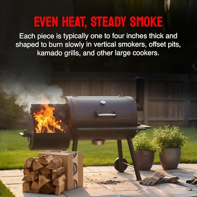 Smoking Wood Mini Splits, 6-Inch Firewood Logs, Naturally-Cured Cherry Hardwood for Wood-Fired Ovens, Smokers, BBQ & Charcoal Grills, USA Made, 12-17 lbs., 800 Cubic Inches