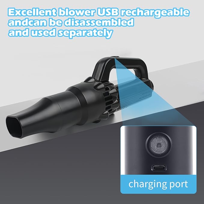 Outdoor Broom with Leaf Blower, Small Cordless Leaf Blower with Long Handle Broom, Lightweight Rechargeable Air Duster Broom Blower for Lawn Yard Patio Garden Balcony Car RV(Charger Included)
