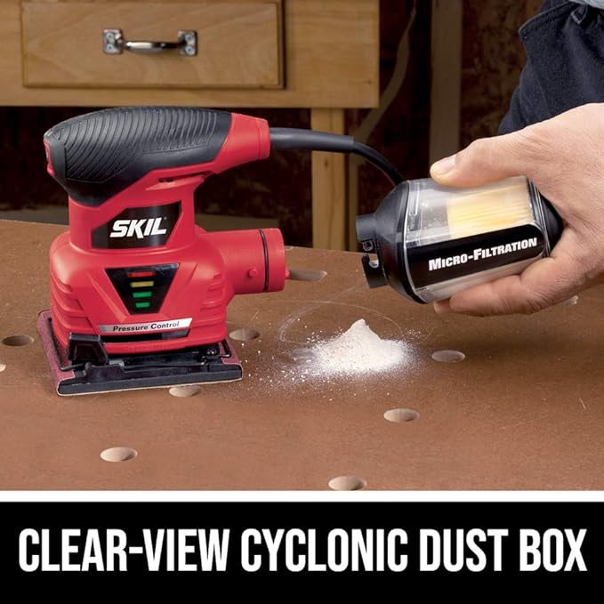 SKIL 7292-02 2.0 Amp 1/4 Sheet Palm Sander with Pressure Control , Red