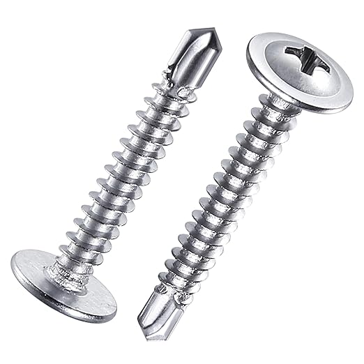 440 Pcs 410 Stainless Steel Sheet Metal Self-Tapping Screws Combination Set with Flat Head, Large Flat Head and Hexagon Head Screws