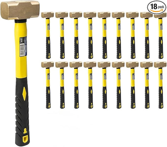 Stark USA 2LBS Sledge Hammer Brass Head Fiber Glass with Comfortable Handle 2-Pounds | 18 PER CASE