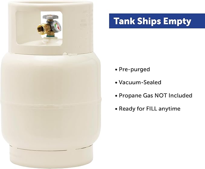 Flame King YSN201BT 20LB Steel Floor Buffer Propane Tank Cylinder with Vapor Valve and Level Gauge, White