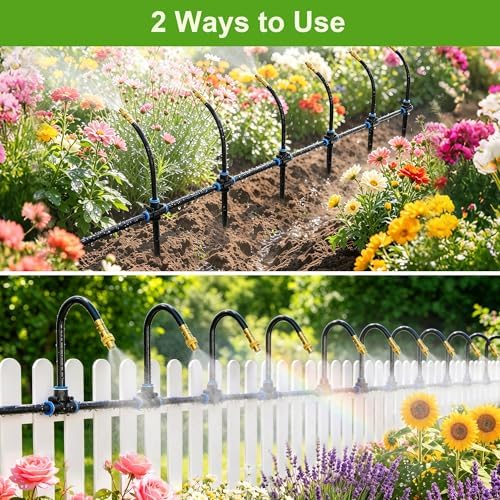 50 FT 360° Adjustable Irrigation System for Garden with Stake Holders
