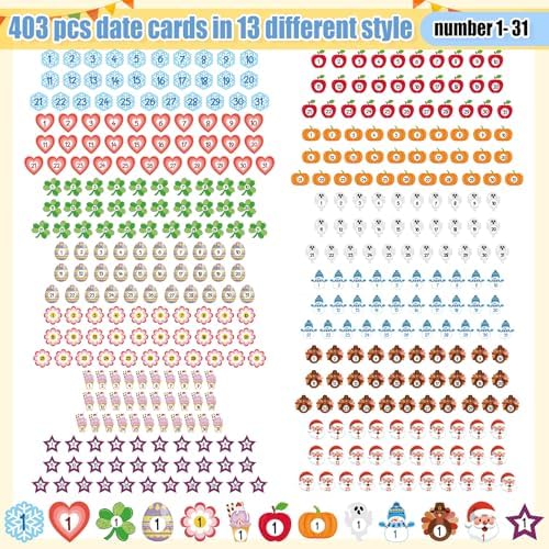 Mooliwe 480 Pcs Classic Classroom Calendar Days of The Year Set