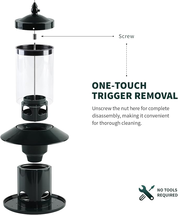 Squirrel-Proof Bird Feeder for Outdoor. Forest Green