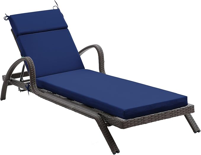 FILUXE Chaise Lounge Cushions Outdoor Furniture, High-Density Foam Chair Cushion with Ties, Weather & Fade Resistant - Patio Recliner Chairs Cushions for Lawn,Pool & Beach 72x21x3 Inch, Royal Blue