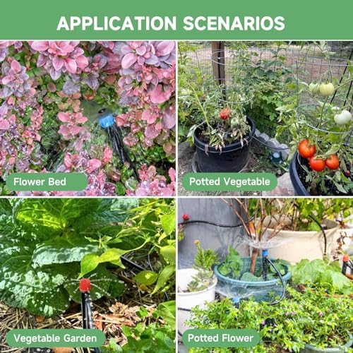 Riboud 240FT Drip Irrigation System Kit, Automatic Garden Watering System for Plant, Greenhouse, Yard, Lawn, with 1/2 inch 1/4 inch Irrigation Tubing Hose and Accessories