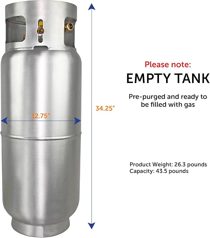 Flame King 43.5LB Aluminum Forklift Propane Tank with Gauge, Corrosion-Resistant and Rust-Free, DOT and TC Compliant, Lightweight, Rugged-Designed
