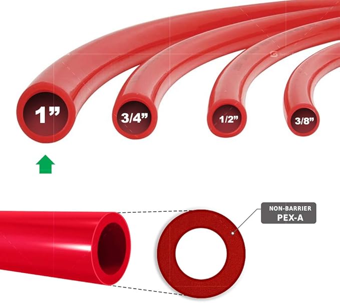 Pex-A Tubing - 1 Inch x 100 Ft Coil, Non-Barrier PEX Pipe for Potable Water, Red Flexible Water Tubing