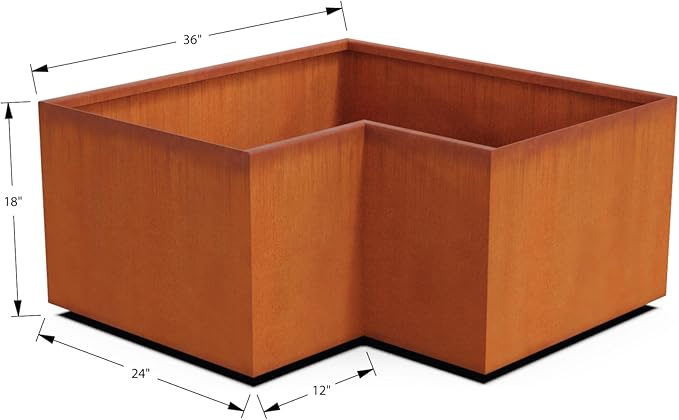 Plantercraft Large Rectangular Planters for Outdoor Plants | 36x24x18 Corten Steel Planter Box | Weathering Steel Large Outdoor Planters for Modern Patio, Deck & Garden Landscapes