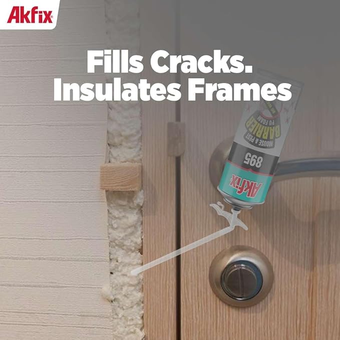 Akfix 895 PestBlocker Insulation Spray Foam (2x12 Oz.) - Gap Filler, Gaps & Cracks Barrier, Hole Blocker, Polyurethane Expanding Foam Spray for Barrier, Gaps Cracks Filler | 12 Oz. 2 Pack