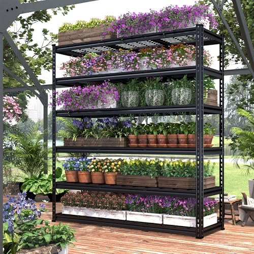 REIBII 6 Tier Adjustable Heavy Duty Metal Shelving for Garage Warehouse
