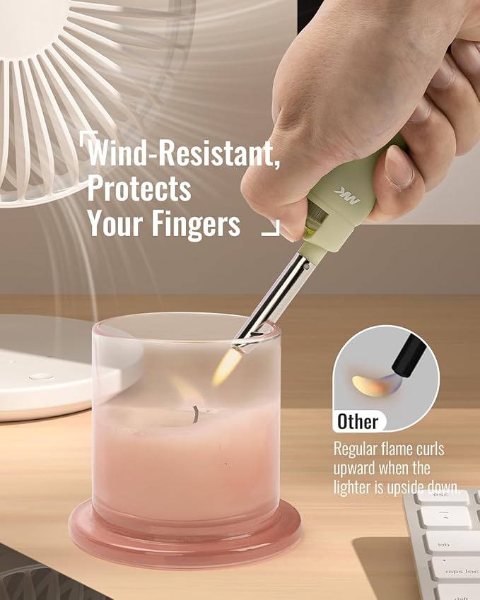 MK Candle Lighter, Butane Refillable Wind-Resistant Flame, 5-Pack for BBQ, Camping, Outdoor Use (Pastel-5pc)