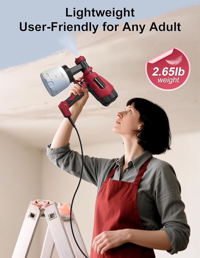 HVLP Paint Sprayer, Electric Spray Paint Gun, 3 Modes & 4 Barss Nozzles, with Cleaning & Blowing Joints, Variable Flow Control, for Doors, Fences, Furniture, Wall, Cabinet, Garden Chairs, etc.