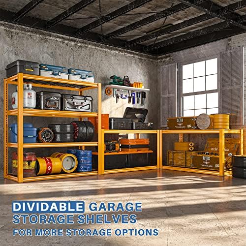 REIBII 40" W Yellow Garage Shelving with Double-Layer Frames for Hobbyists