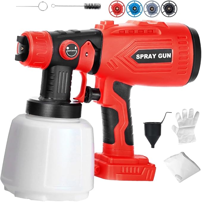 Paint Sprayer Compatible with Milwauke 18V Lithium Battery, Cordless Paint Sprayer HVLP Spray Gun with Copper Nozzle, 200W Power Easy to Clean for Home Interior,Exterior, Renovation(Tool Only)