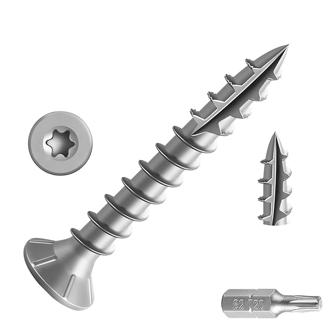 #8 * 1" 304 Stainless Steel Deck Screws, (317pcs) 1 lbs.Exterior Wood Screws, Rust Resistant Epoxy Coated, Bronze, T20 Star Bit