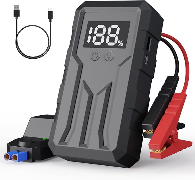 Jump Starter 4000A Peak, Portable Car Battery Jump Starter for 9L Gas 8L Diesel Engines, Power Pack with LED Flashlight, USB Quick Charge, Auto Battery Charger for Cars, Trucks, SUV, Gifts for Men