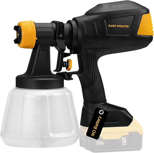 Brushless Cordless Paint Sprayer for Dewalt 20V Battery,4 Nozzles,150 Din/s Viscosity,1000ml/min Flow Rate & 1200ML Electric Paint Gun for Furniture, Walls (Battery Not Included)