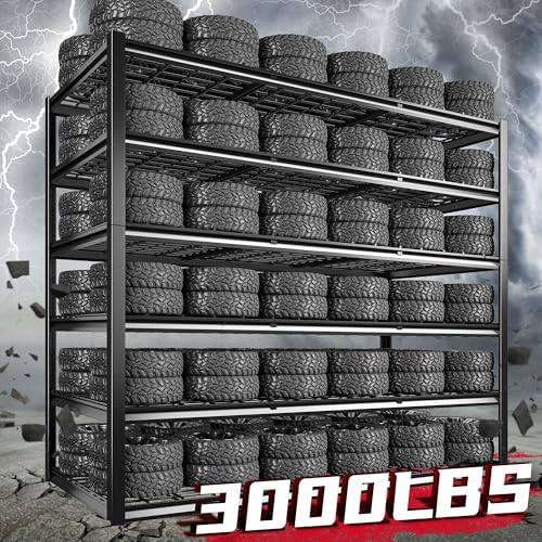 REIBII 60" W Garage Shelving, 3000LBS Storage Shelves, 6 Tier Heavy Duty Shelving, Adjustable Metal Shelving Units and Storage Rack for Warehouse, Pantry, Basement, 60" W x 84" Hx 24" D, 2 Pack