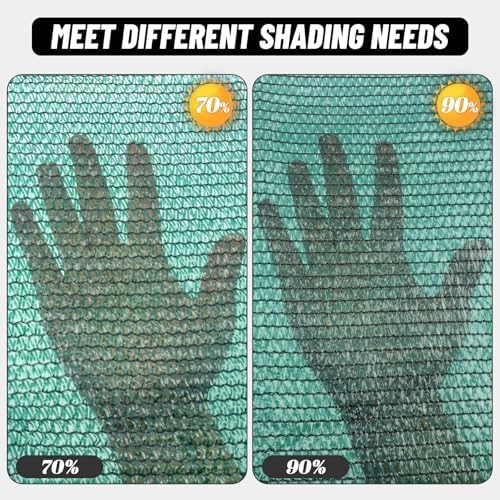 Cool Area Sun Shade Cloth with Grommets for Garden, 90% 20x48ft, Dark Green