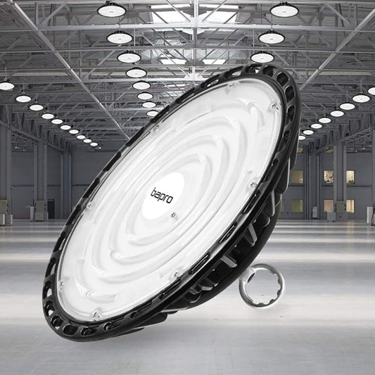 LED High Bay Light 100W, 10000LM Super Bright UFO Shop Light with 4ft 110V Plug Cable, 6000K Bay Lighting IP65 Waterproof for Barn/Garage/Commercial Warehouse/Wet Location
