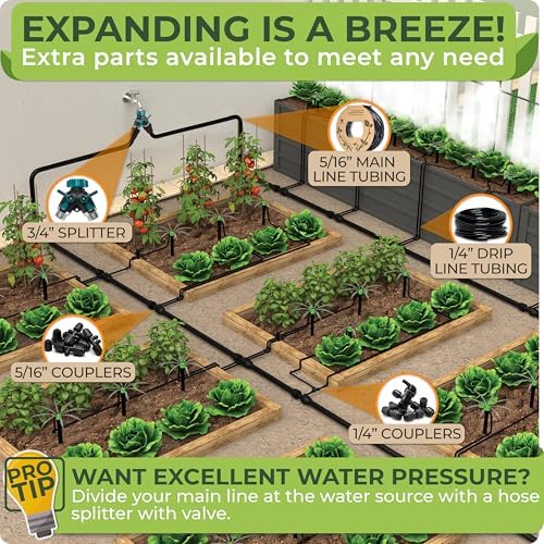 CARPATHEN Quick Connect Drip Irrigation System Kit with Sprinkler, 100 feet