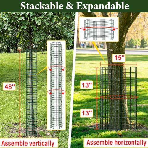 48" Metal Tree Trunk Protector, 6 Pack Mesh Tree Guards Tree Protectors with Zip Ties, Stakes, ExpandableTree Trunk Protector Guard, Tree Protectors from Deer, Mower, Animals(48",6 Pack)