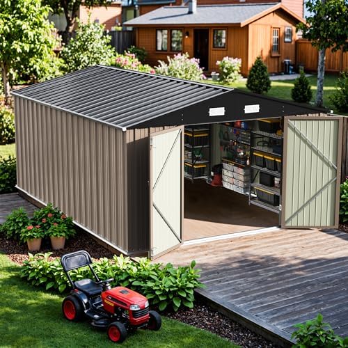 Patiowell 10x14 FT Outdoor Storage Shed, Brown