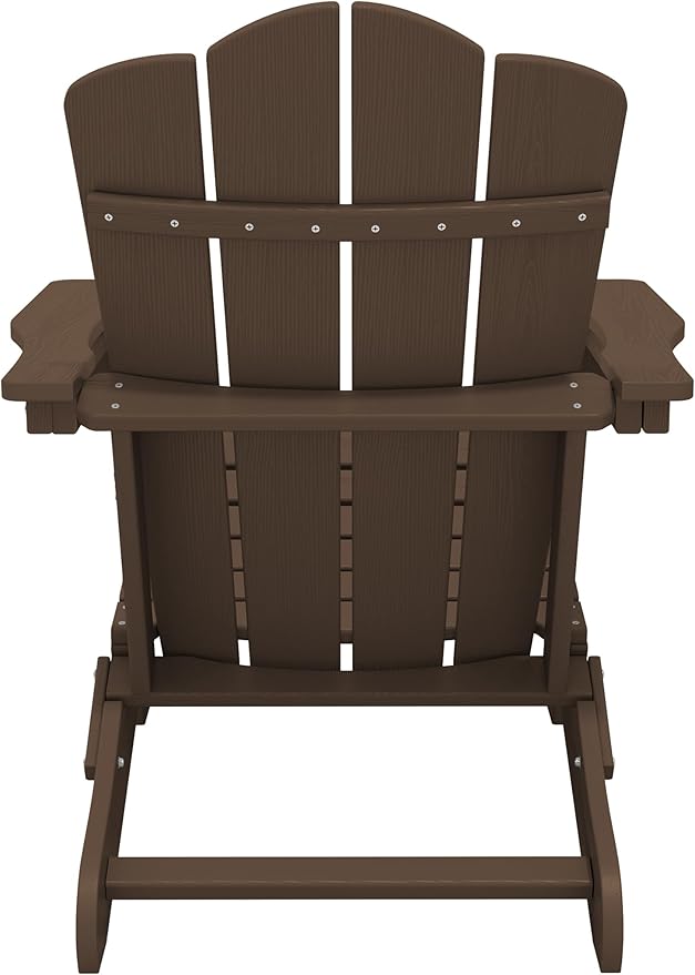 KINGYES Folding Adirondack Chair Set of 8, HDPE All-Weather Folding Adirondack Chair, Coffee