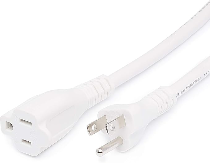 Amazon Basics Extension Cord, 13 Amps, 125V, 25 Foot, White - Pack of 2