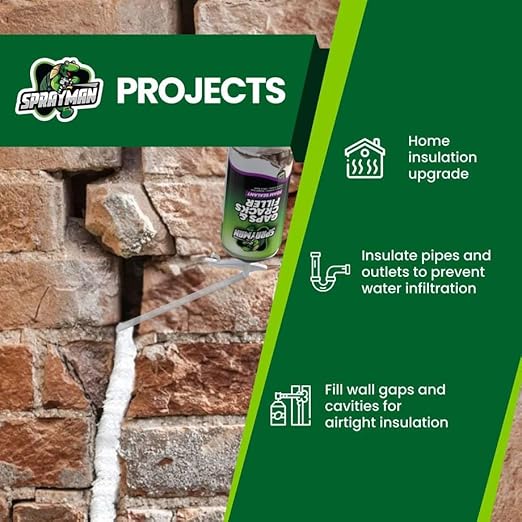 Sprayman Gaps and Cracks Filler Foam - Polyurethane Expanding Foam Sealant for Insulating Doors & Windows, Waterproof & Paintable, Straw Use - 12oz, 2 Pack
