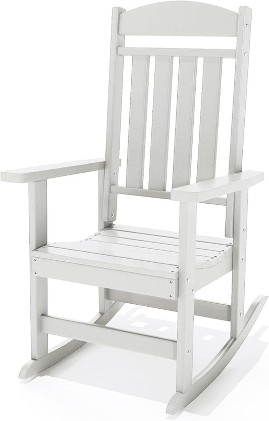 Outdoor Rocking Chairs, Oversized High Back Patio Rocking Chairs, All Weather Porch Rocking Chairs for Outside. White