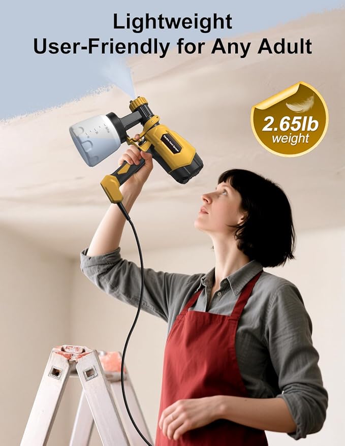 HVLP Paint Sprayer, Electric Spray Paint Gun, 3 Modes & 4 Barss Nozzles, with Cleaning & Blowing Joints, Variable Flow Control, for Doors, Fences, Furniture, Wall, Cabinet, Garden Chairs, etc.