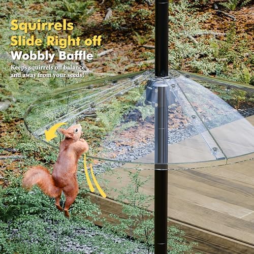 iBorn Squirrel Baffle for Bird Feeder Pole, 19.6” Oversized Squirrel Guard Defender, Bird Feeder for Outdoors Protector, Polycarbonate(PC), Pack of 1, Clear