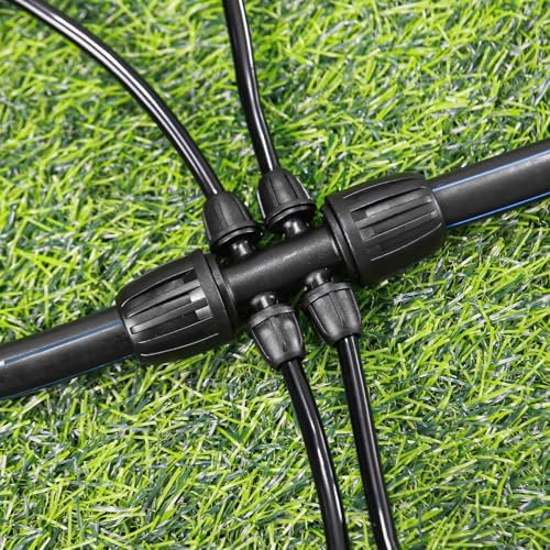 1/2 Inch To 1/4 Drip Irrigation Fittings - 8 Pack Drip Line Irrigation 1/2'' to 1/4'' Barbed Tee Adapter Anti-Drop Lock Nut Barbed Reducer 6 Way Connectors for Drip Irrigation System