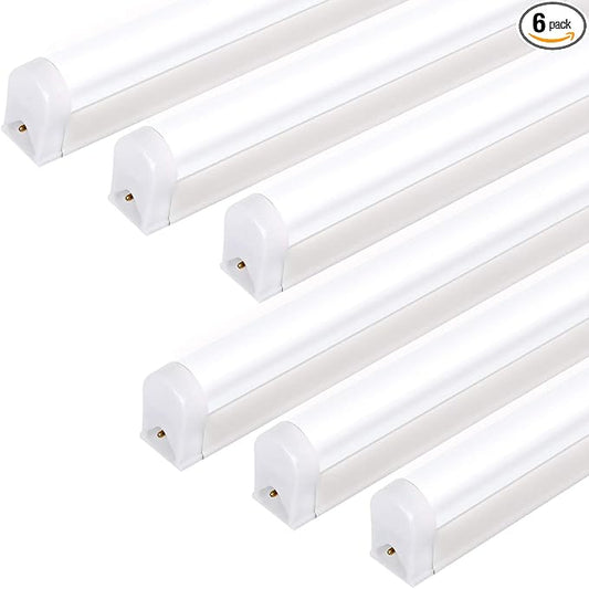 hykolity 6 Pack LED Shop Light 4FT, T5 Integrated Single Fixture, 22W, 2200lm, 6500K Super Bright White, Linkable Shop Light, Utility Shop Lights, Corded Electric with Built-in ON/Off Switch