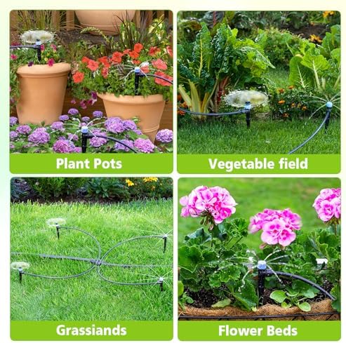 102FT Drip Irrigation System Kit, New Quick-Connect, Automatic Garden Watering Misting System for Greenhouse, Yard, Lawn, Plant with 1/2 inch Hose 1/4 inch Distribution Tubing and Accessories